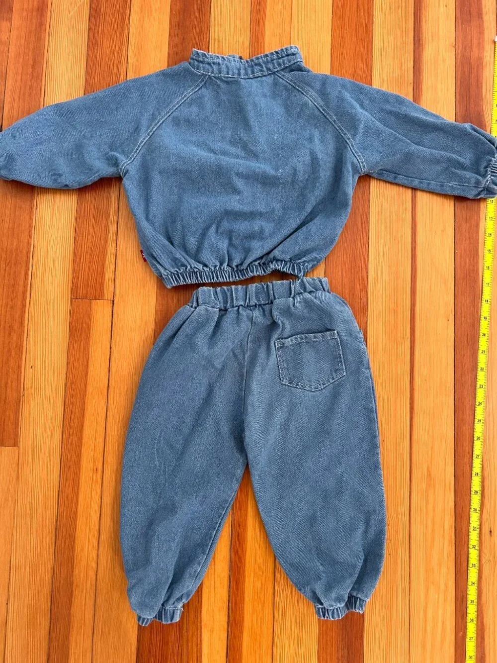 MiniOlie Toddler 2-Piece Zipper Denim Cool Blue / 2-3T Matching Set